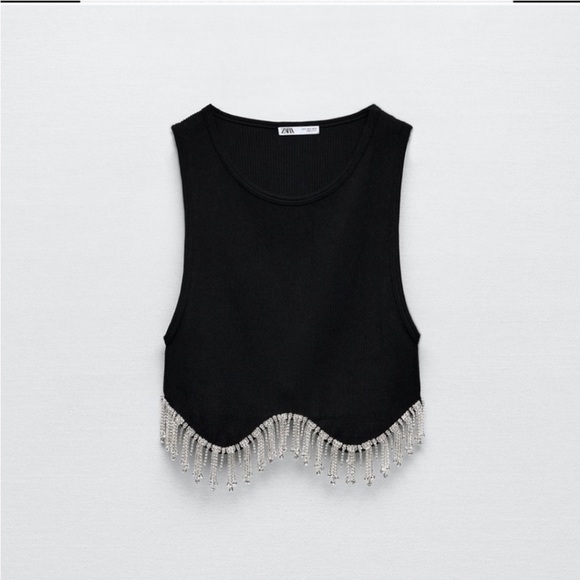 NWT Zara Seamless Rhinestone Cropped Top - Picture 5 of 10